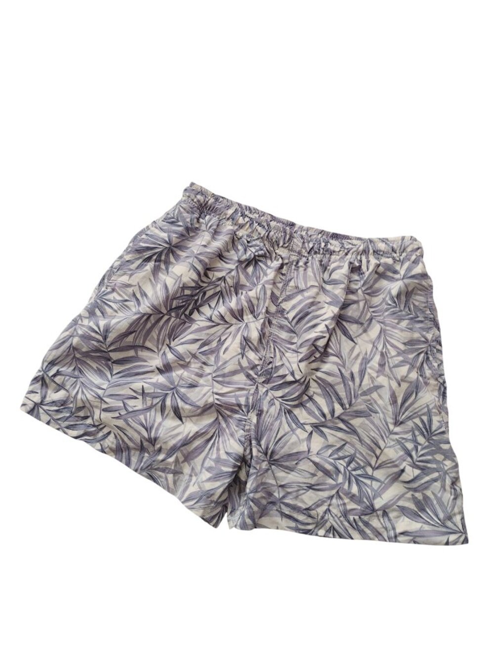 Tommy Bahama Mens Swim Trunks L Gray Blue Tropical Leaf Print Swimsuit